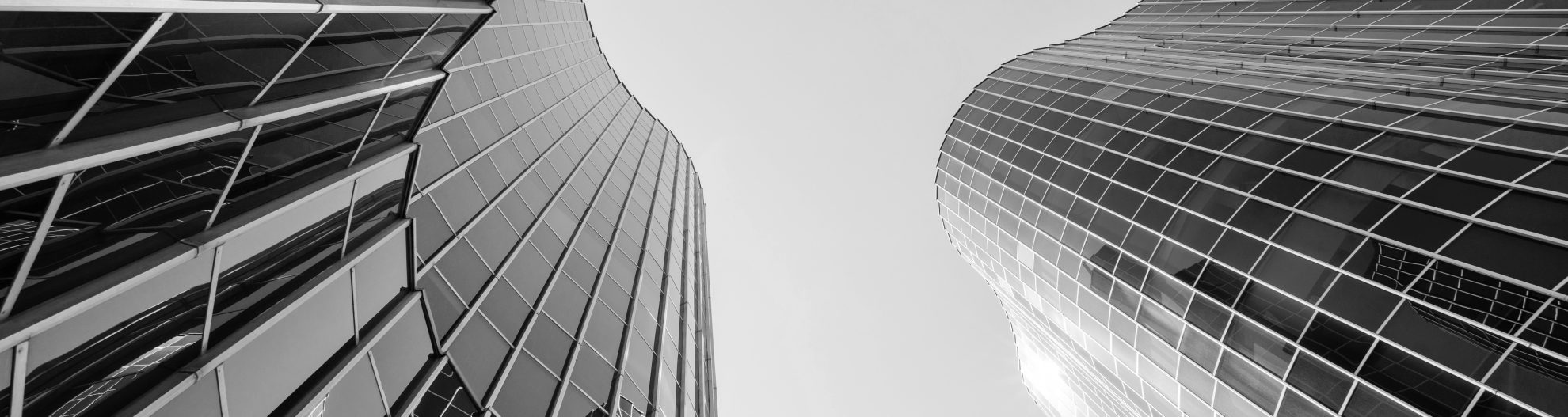 Looking up view of futuristic building